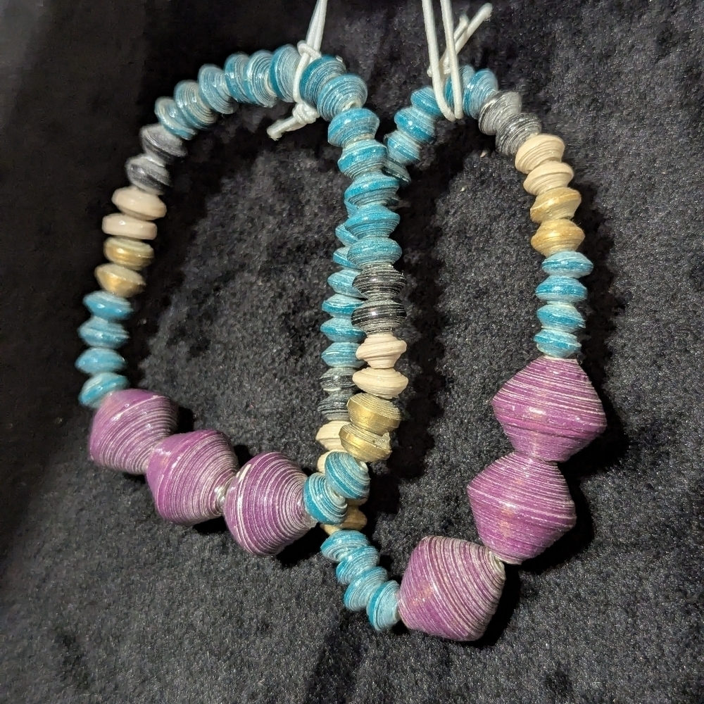 31 Bits Bleeker Bracket In Purple, Teal and Cream Set of 2